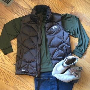 Dark brown Northface puff layering vest